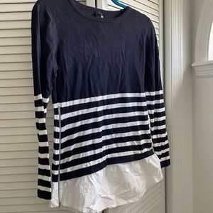 Black & white striped sweater with under layer